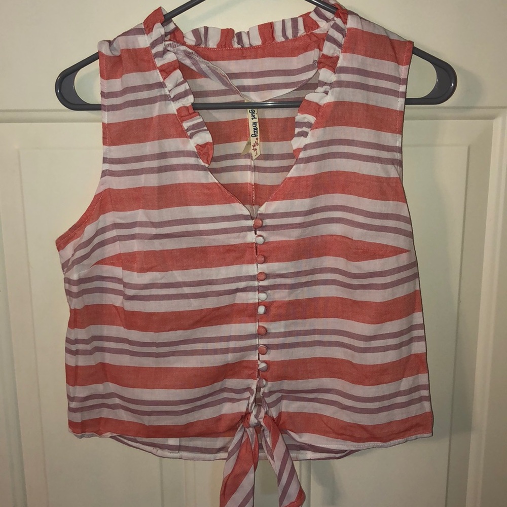 Pink and purple stripe crop top